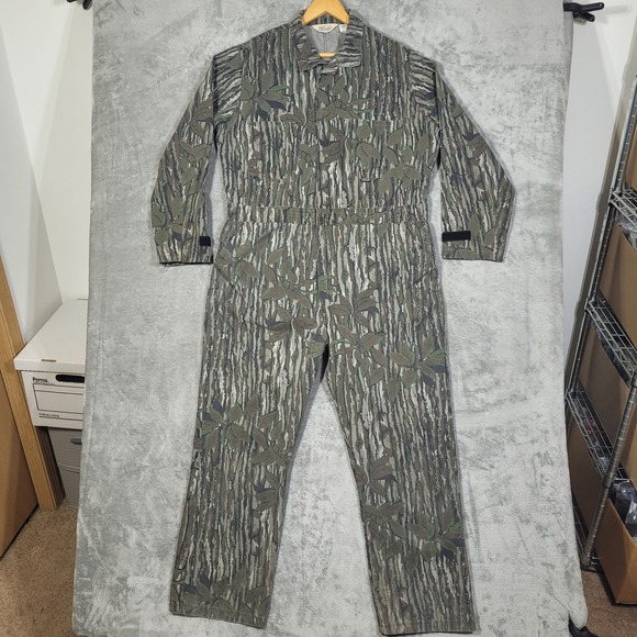 Vintage Walls Realtree Camo Coverall Jumpsuit Mens Large Hunting Workwear Bark - Picture 1 of 15